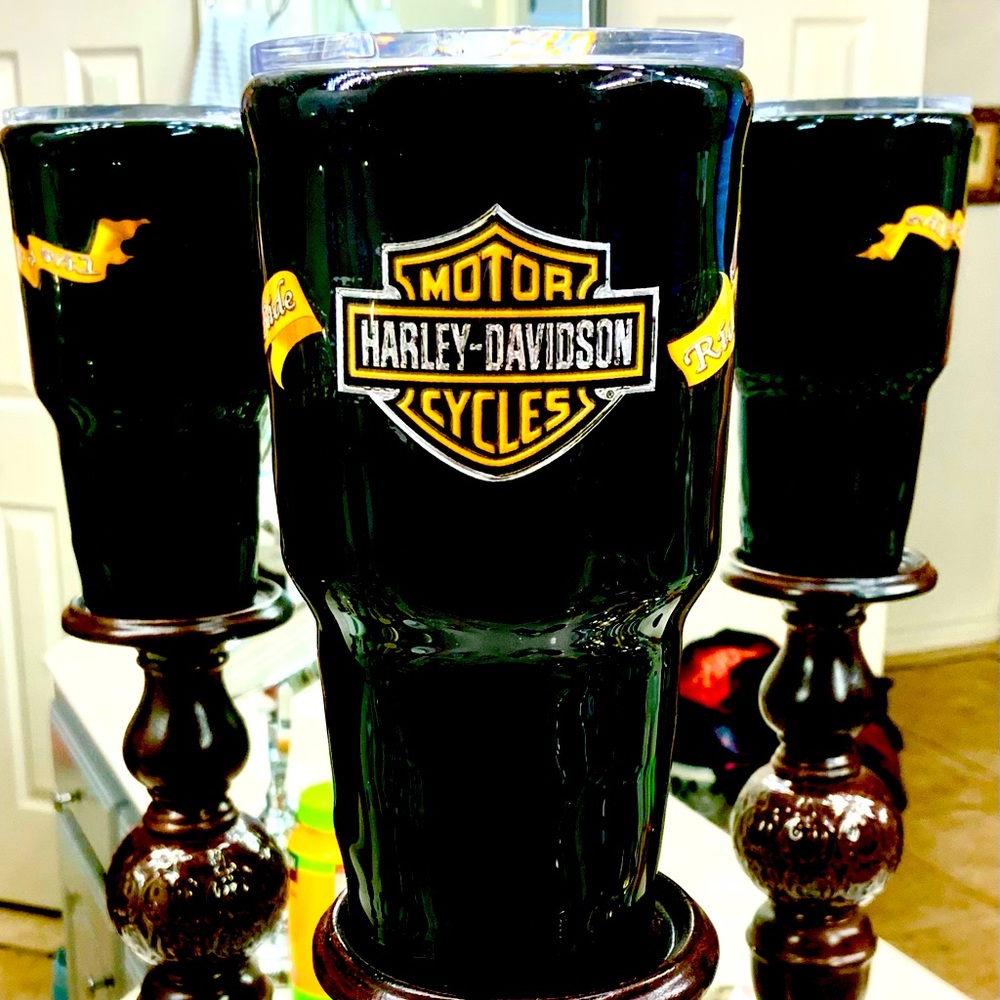 Custom 30 OZ Harley Davidson Stainless Steel Tumbler with lid